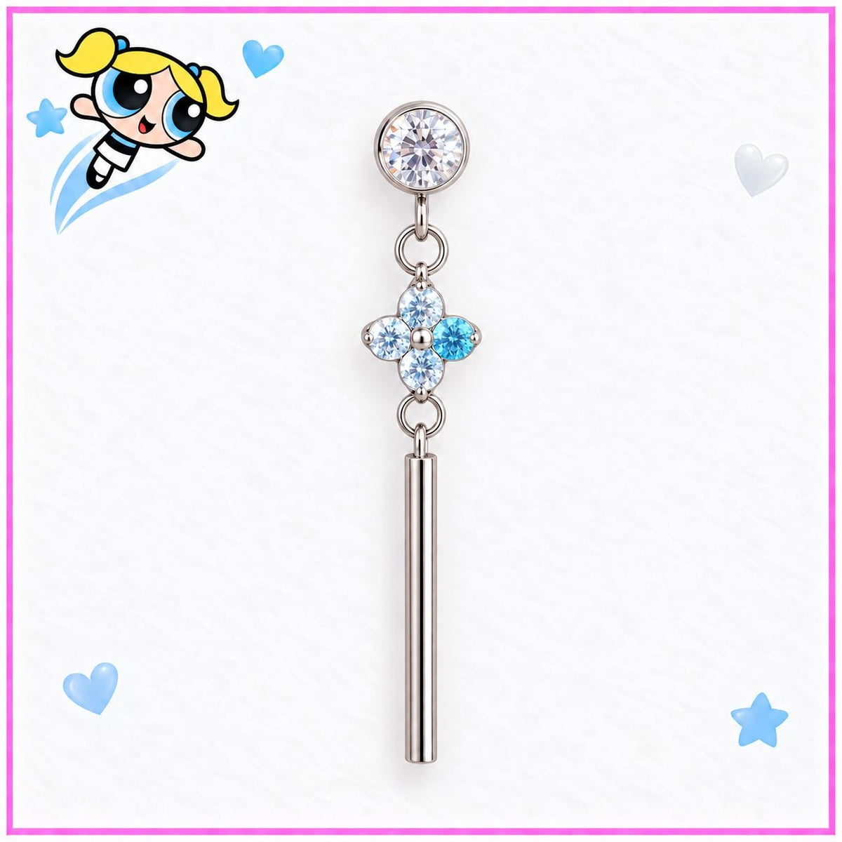 Crystal Flower Dangle Labret detail 3