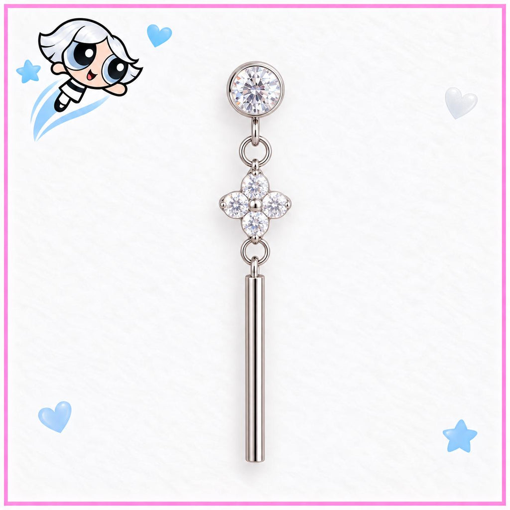 Crystal Flower Dangle Labret detail 4