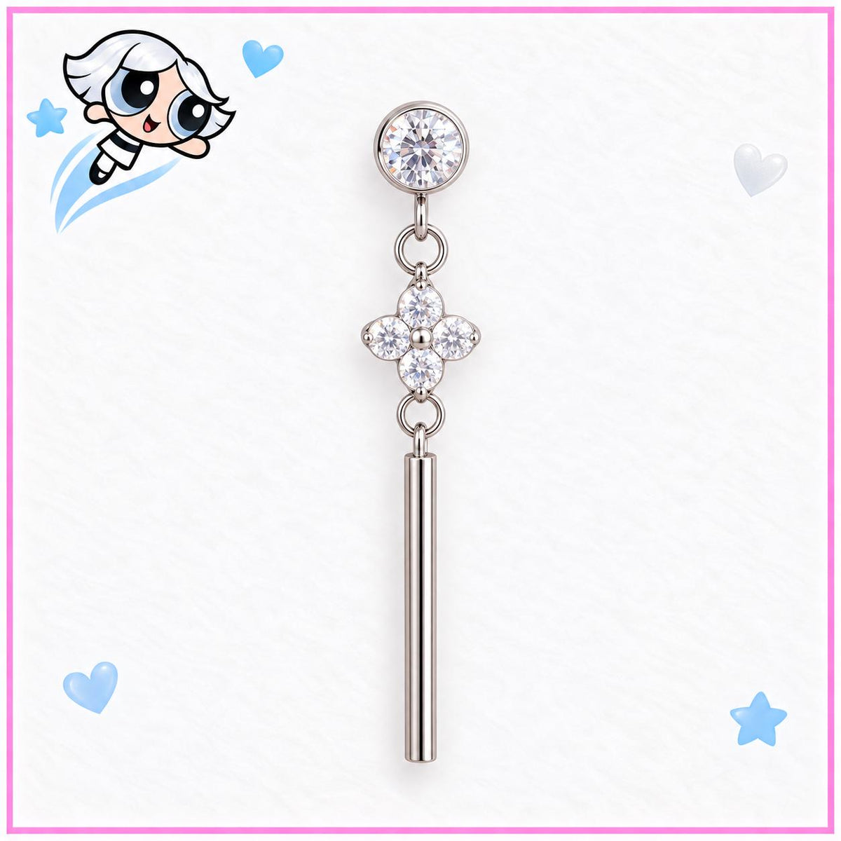 Crystal Flower Dangle Labret detail 4