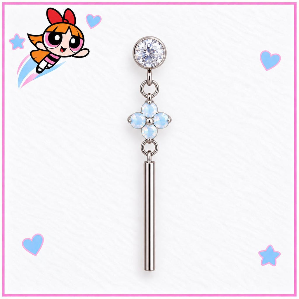 Crystal Flower Dangle Labret detail 5