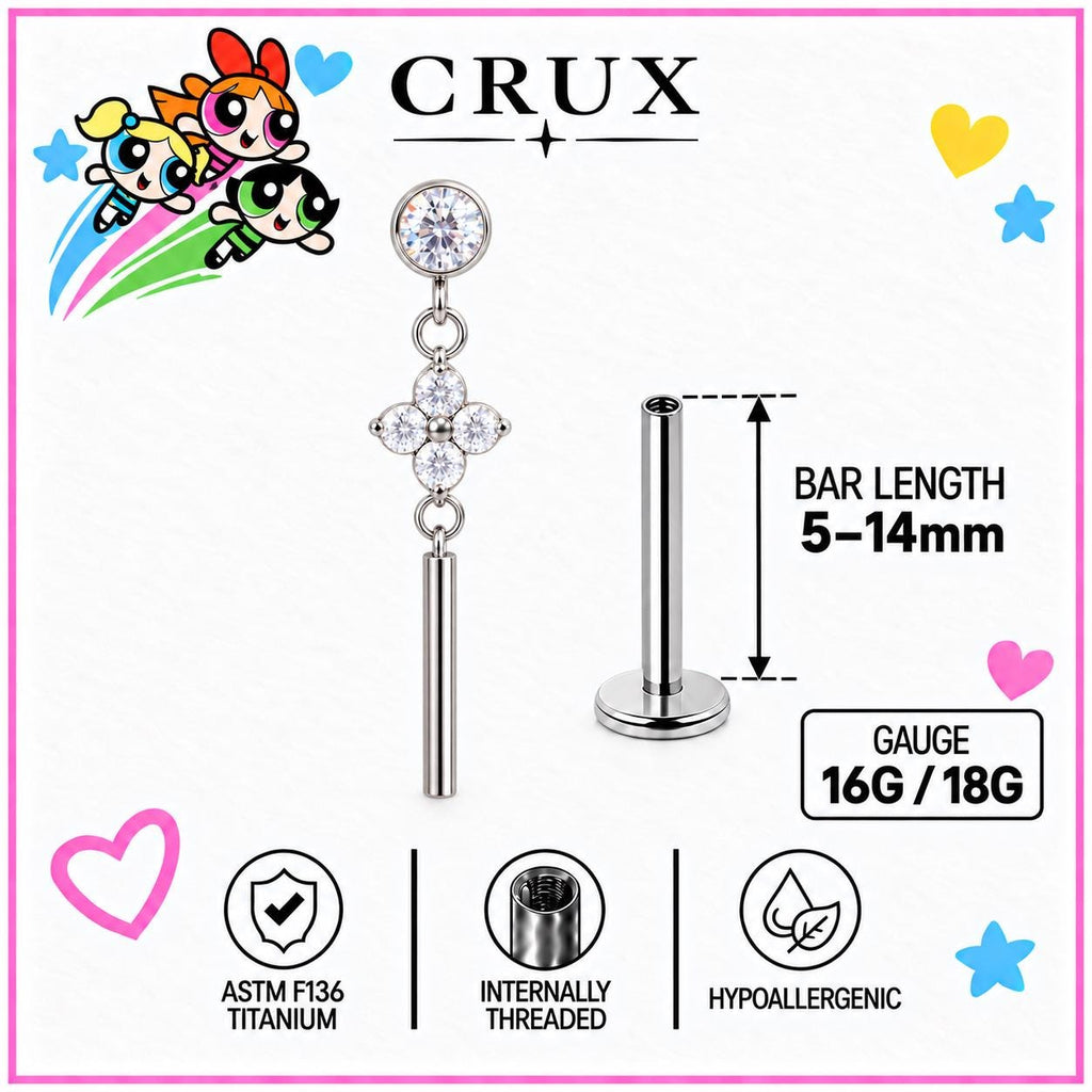Crystal Flower Dangle Labret detail 7