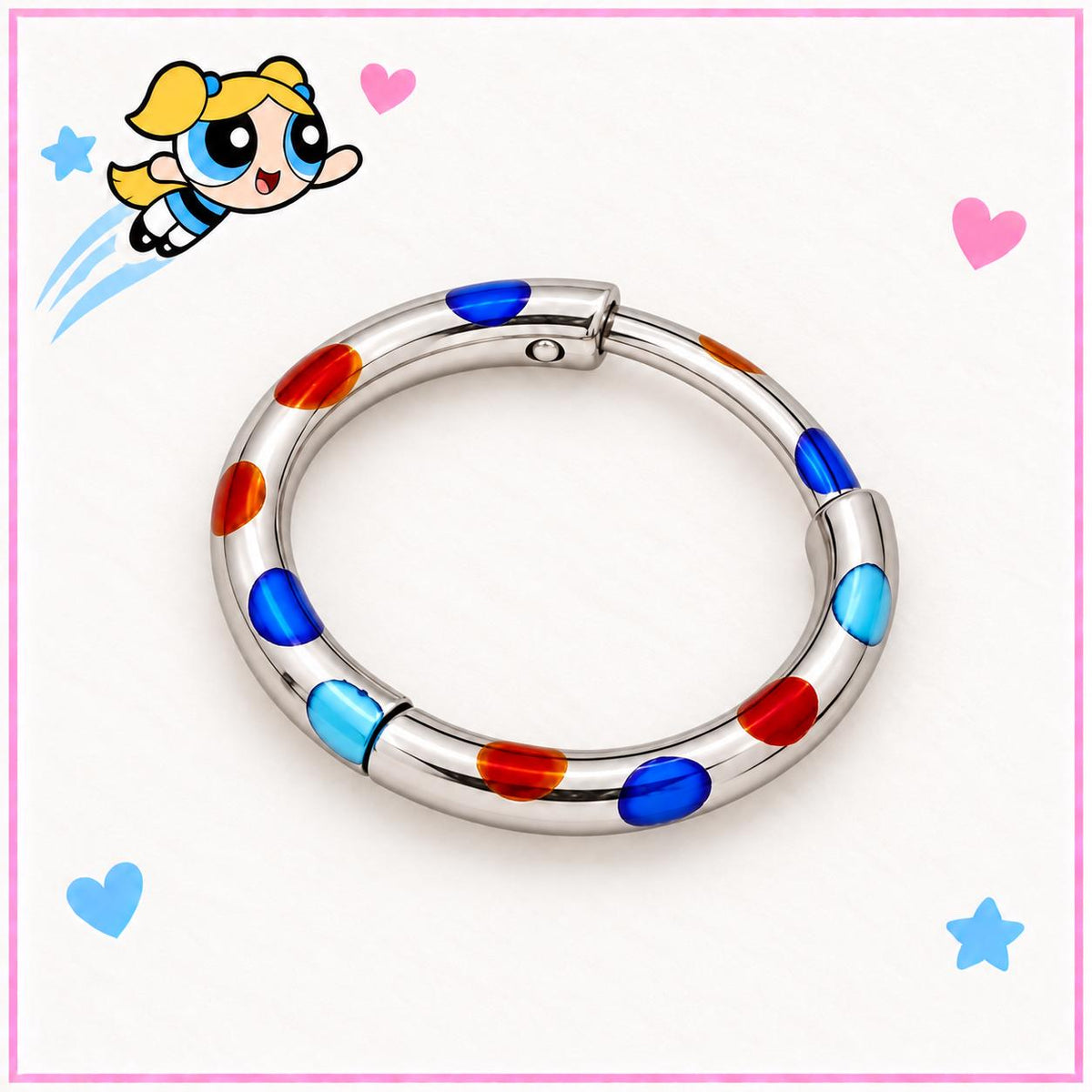Multicolor Dot Clicker Ring detail 4