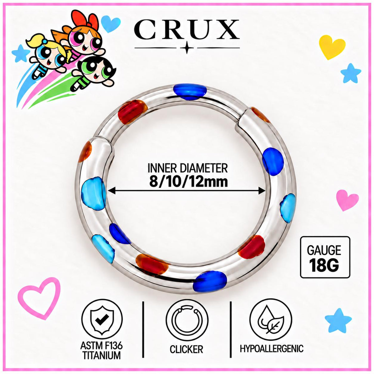 Multicolor Dot Clicker Ring detail 6