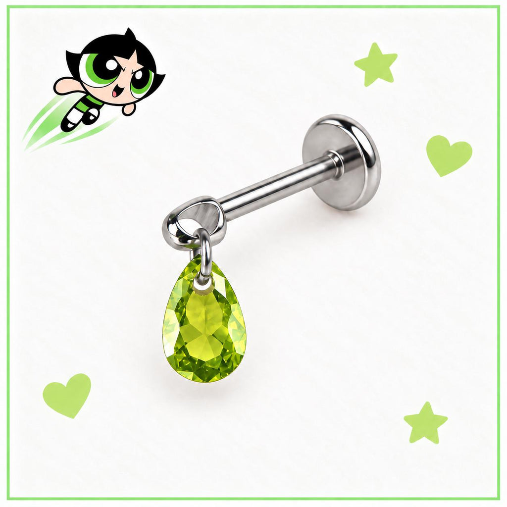 Buttercup Green Gem Piercing Set detail 2