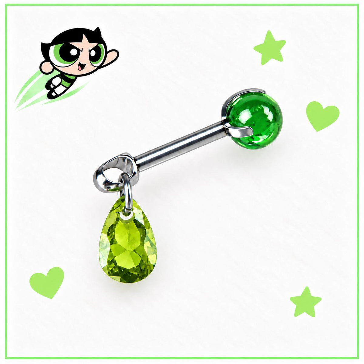 Buttercup Green Gem Piercing Set detail 4