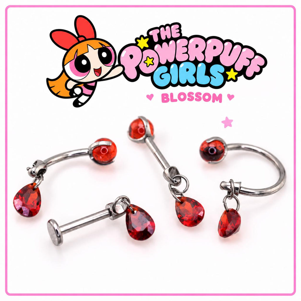 Blossom Red Gem Piercing Set