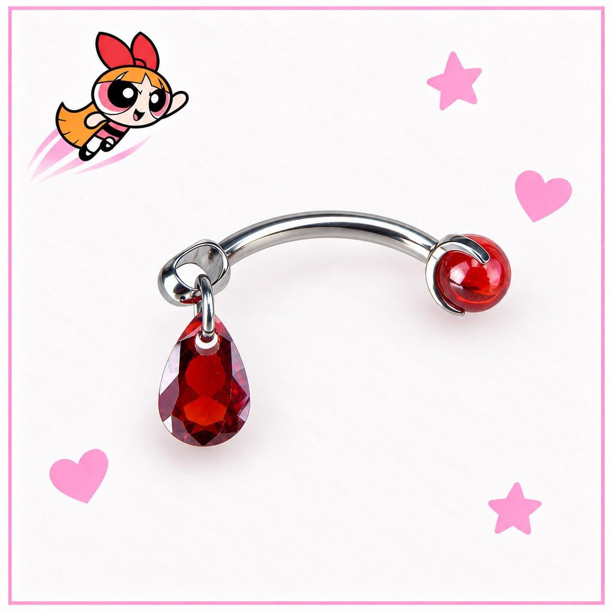Blossom Red Gem Piercing Set detail 2