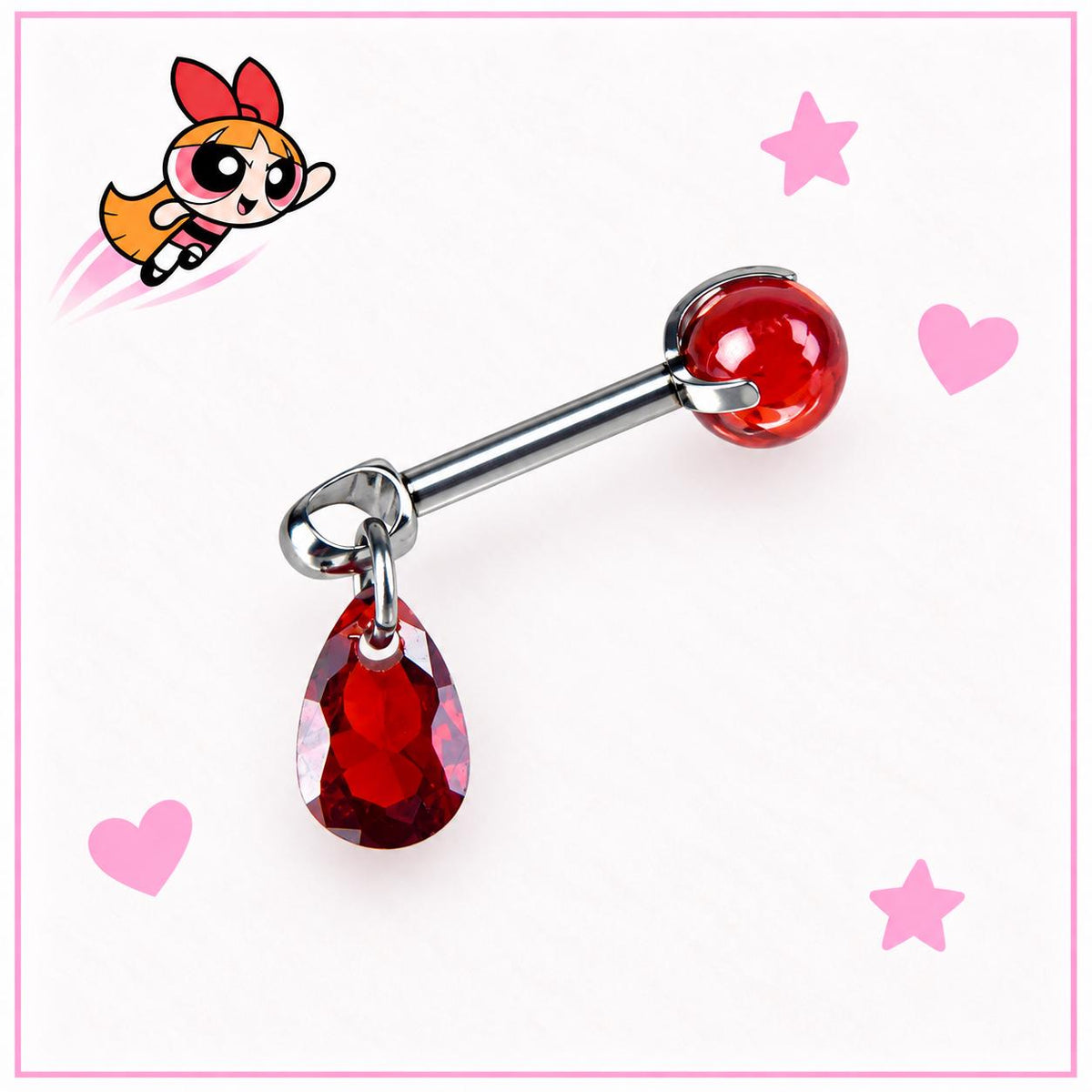 Blossom Red Gem Piercing Set detail 3