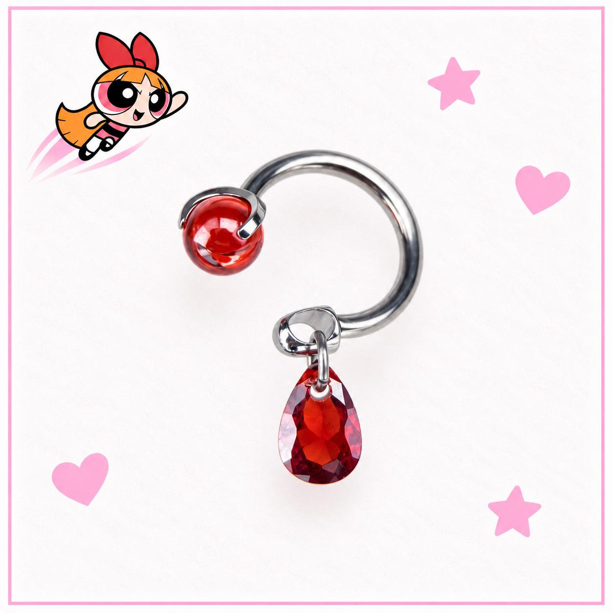 Blossom Red Gem Piercing Set detail 5