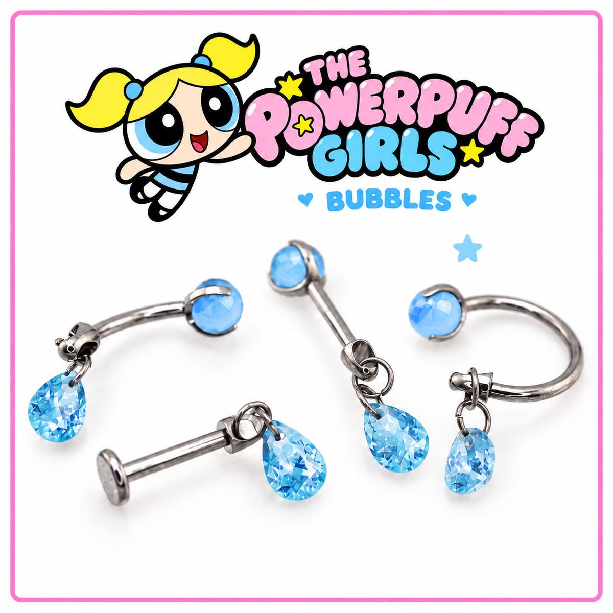Bubbles Blue Gem Piercing Set