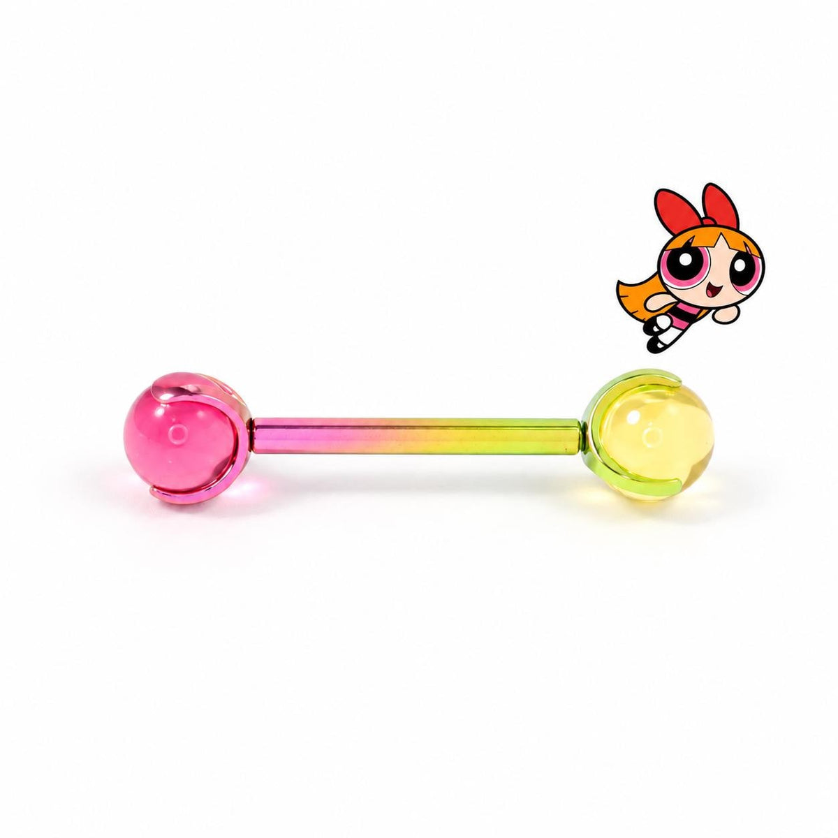 Rainbow CZ Tongue Ring detail 2