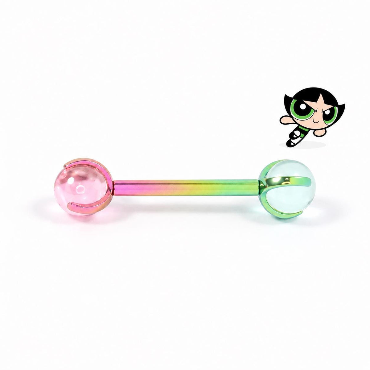 Rainbow CZ Tongue Ring detail 3