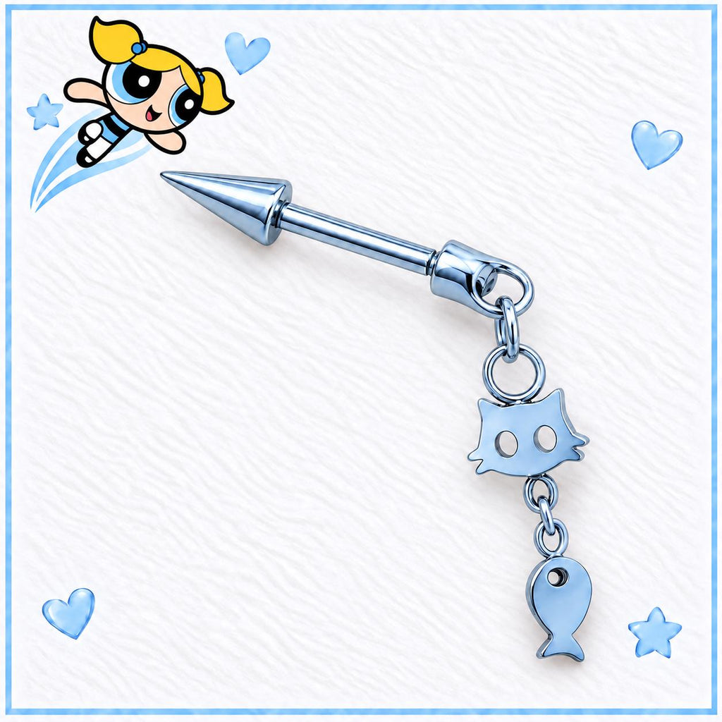 Cat & Fish Cartilage Barbell detail 3