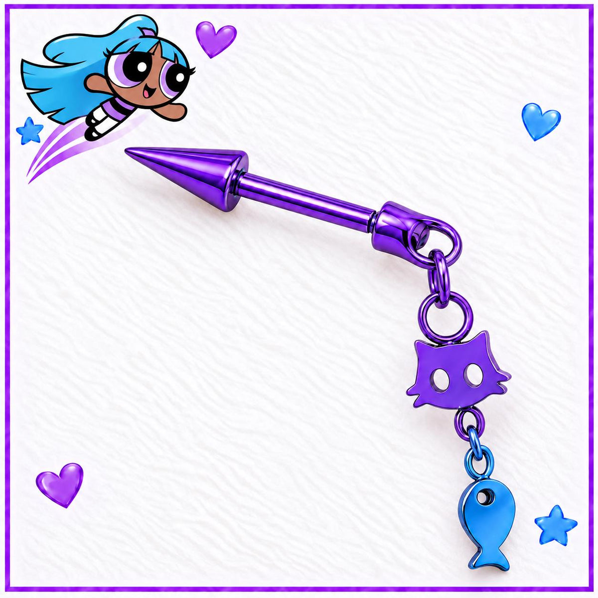 Cat & Fish Cartilage Barbell detail 4