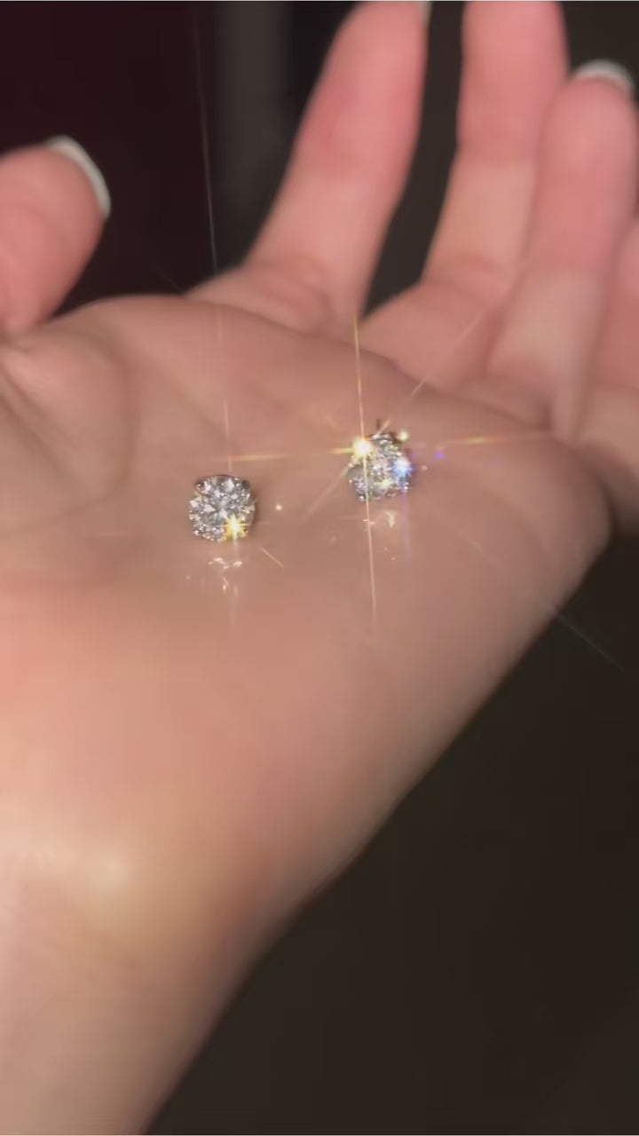 White Moissanite Flat Back Stud