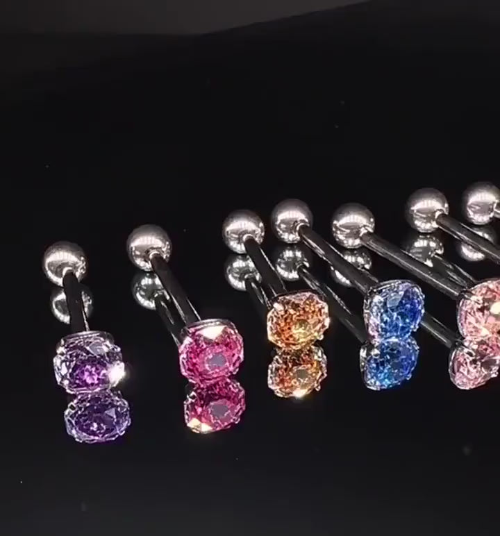 Rose Cut CZ Titanium Barbell video