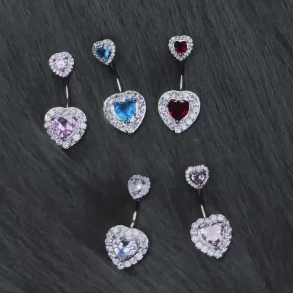Double Heart CZ Titanium Belly Ring video