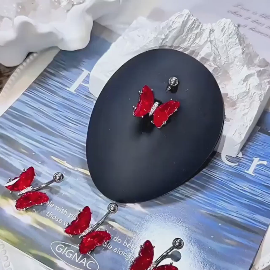 Crystal Butterfly Titanium Belly Ring video