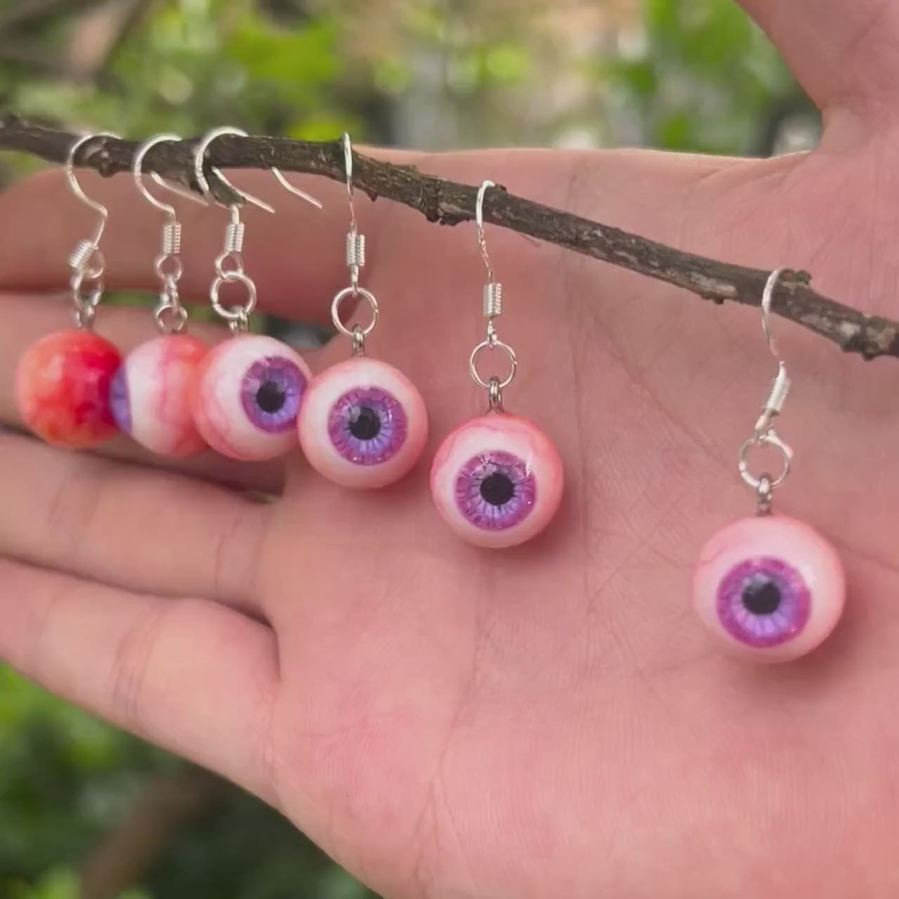 Pair of Hyper-Realistic Eyeball Drop Earrings | Polymer Clay & Resin | S925 Sterling Silver