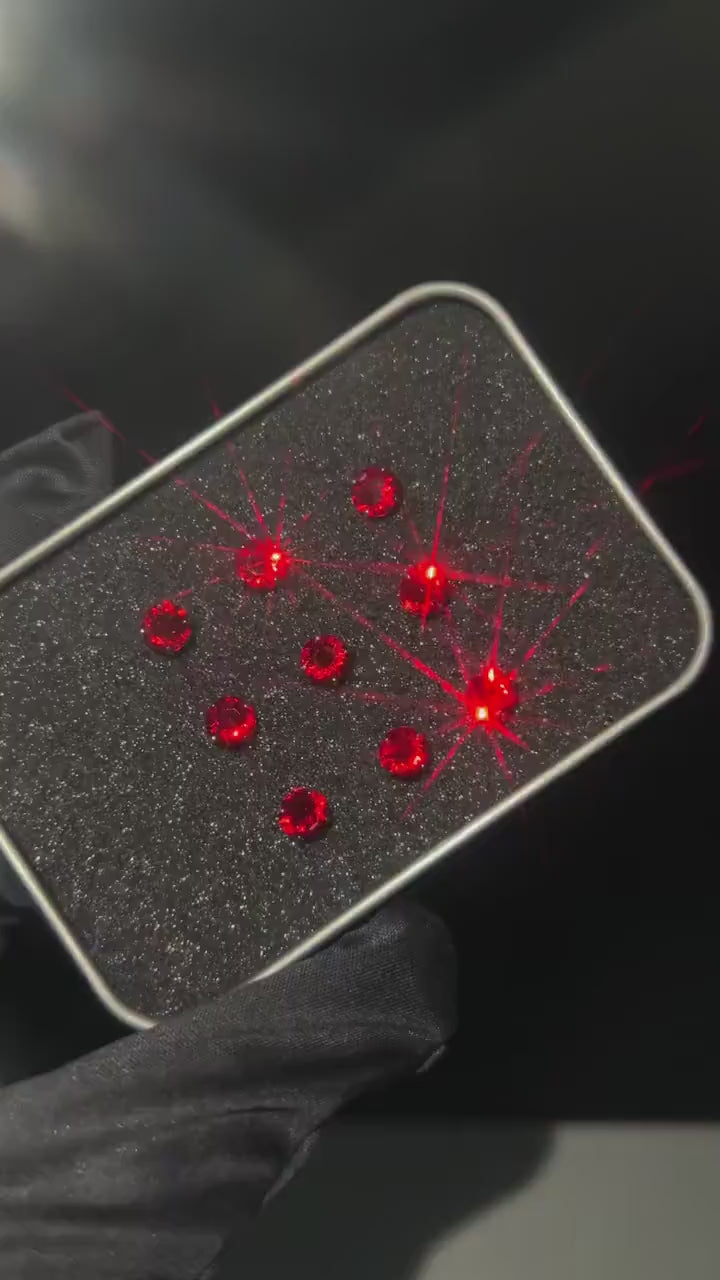 ETSY 4553754524 | VIDEO 1 | Red Moissanite Flat Back Stud