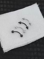 2Pcs Surgical Steel Curved Barbell | Spike & Ball Eyebrow Ring, Rook & Lip Piercing Jewelry