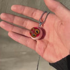 Triple Pupil Mutation Eyeball Necklace | "Toxic Orange" Tri-Iris Pendant | Polycoria Bio-Horror Jewelry