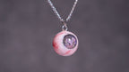 "Pretty Creepy" Coquette Bow Eyeball Necklace - Pink Glitter Ribbon Pupil