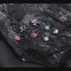 Titanium Fire Opal Spider Stud | Sparkling Synthetic Opal Insect Piercing for Helix & Cartilage
