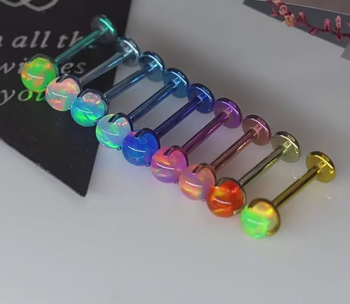 ASTM F136 Titanium Sparkling Jelly 5mm Opal Labret Stud - Cartilage & Lip Piercing
