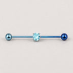 Prong-Set CZ titanium industrial barbell, detail view 6
