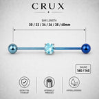 Prong-Set CZ titanium industrial barbell, detail view 8
