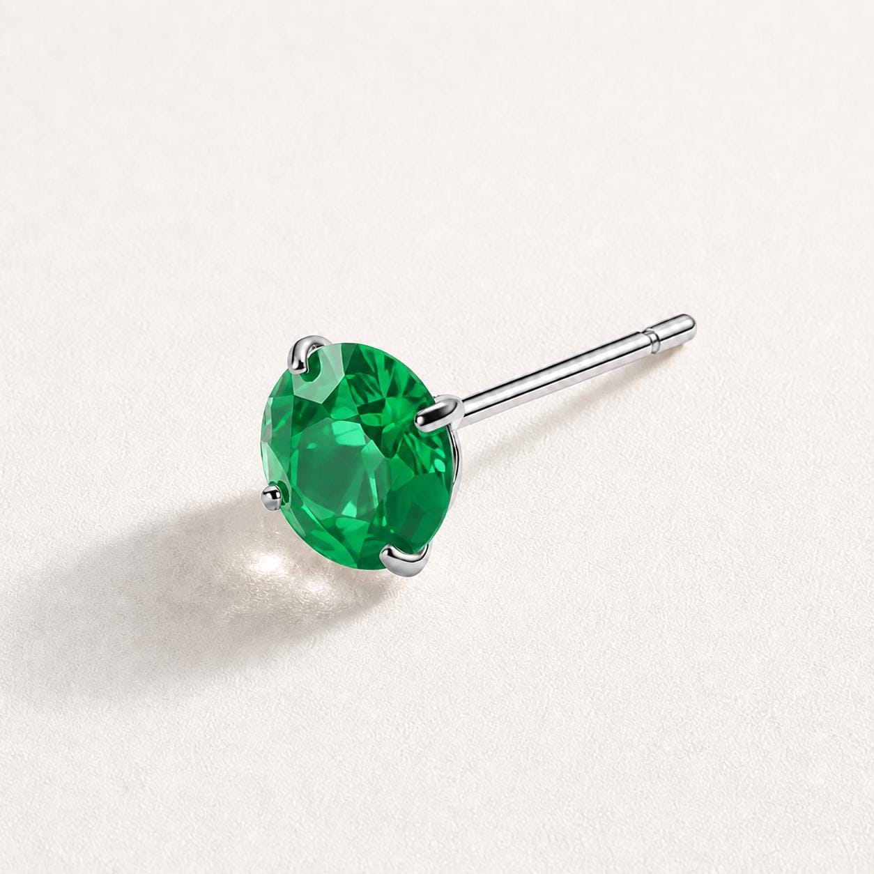 Spectrum Round CZ Top Emerald Pulse threadless push-pin jewelry