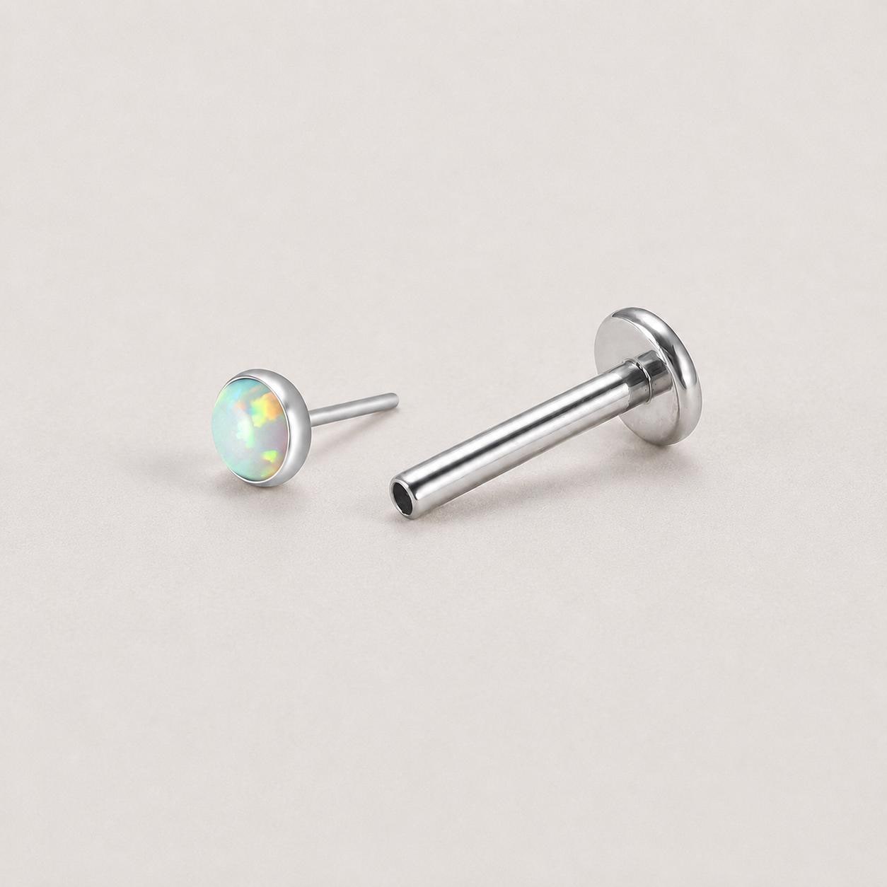 Iridescent Round Opal Moonlit Opal threadless push-pin jewelry