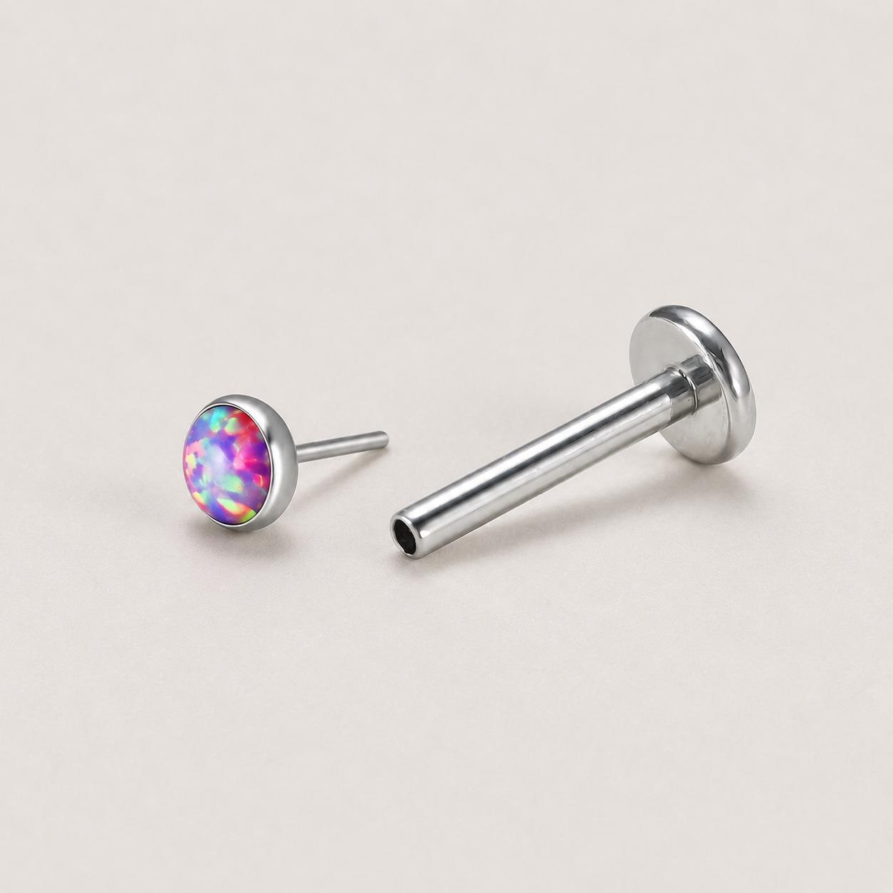 Iridescent Round Opal Prism Confetti threadless push-pin jewelry