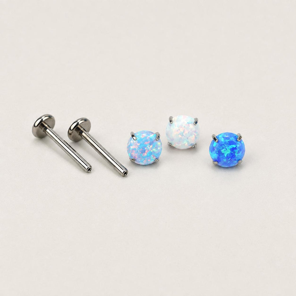 Prong-Set Round Opal threadless push-pin detail 8
