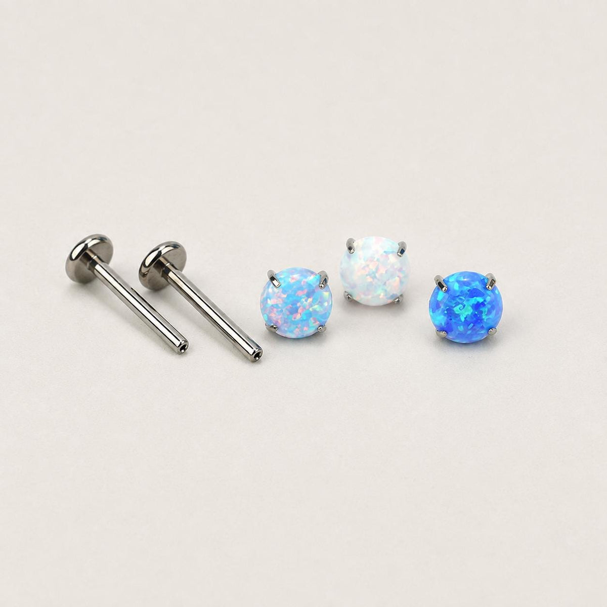 Prong-Set Round Opal threadless push-pin detail 8