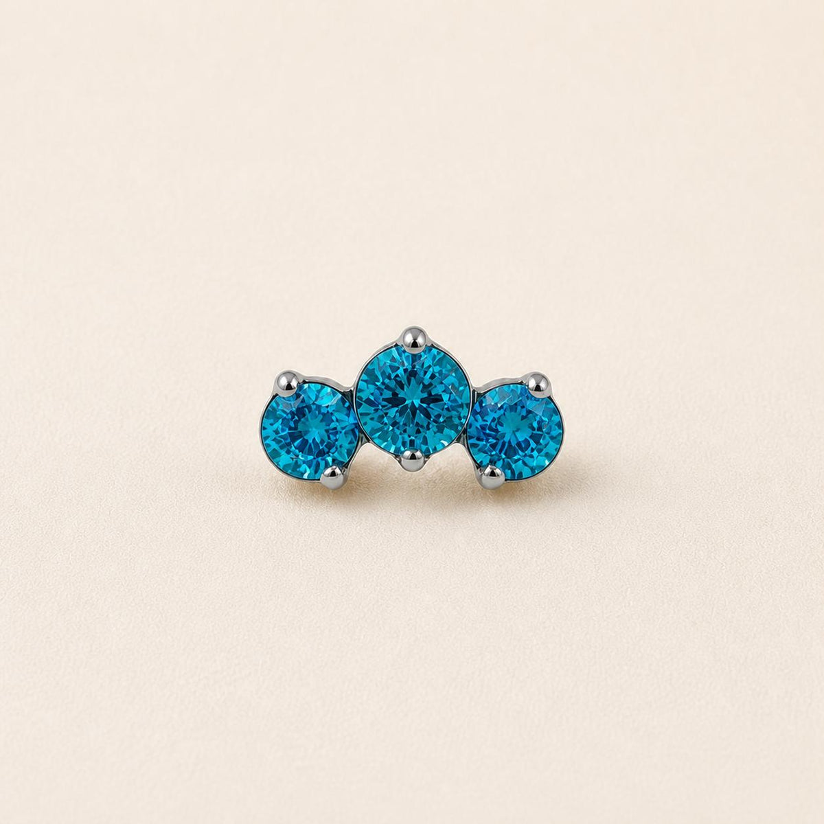 Triple Gem Cluster Azure Lagoon threadless push-pin jewelry