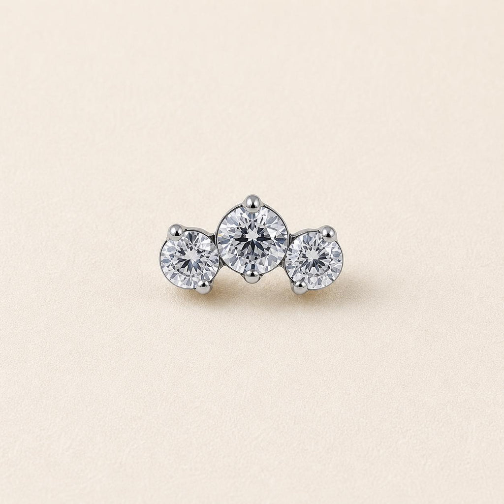 Triple Gem Cluster Moonlit Frost threadless push-pin jewelry