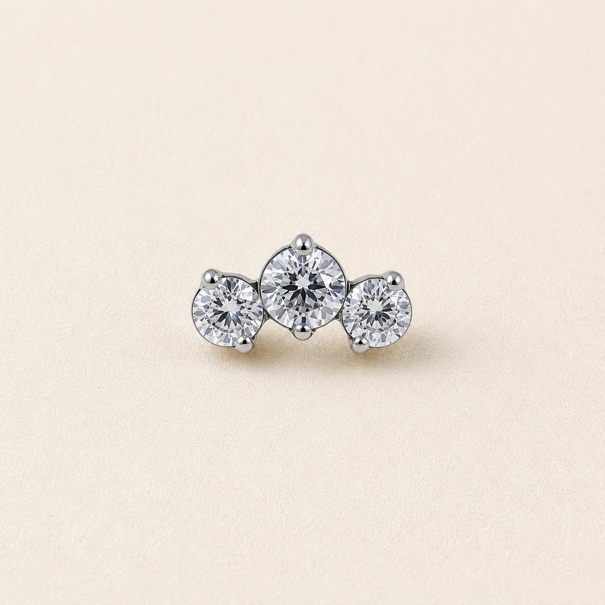Triple Gem Cluster Moonlit Frost threadless push-pin jewelry
