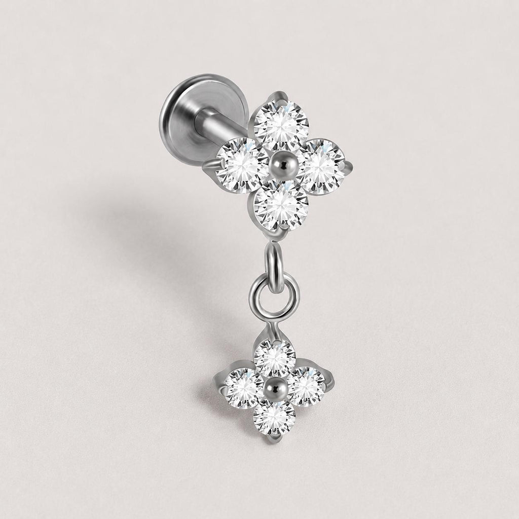 Four-Petal Flower Dangle Moonlit threadless push-pin jewelry