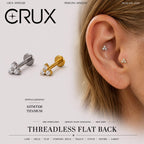 Three-Leaf Clover CZ threadless push-pin jewelry