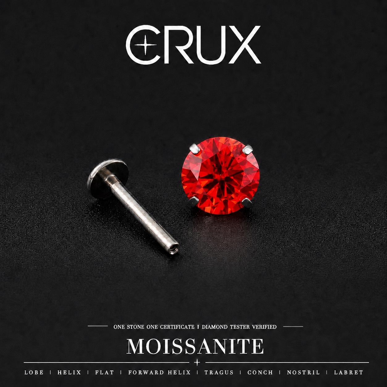 Red Moissanite Flat Back Stud - product image 1