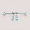 Ribbon Bow Crystal titanium industrial barbell, detail view 3