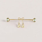 Ribbon Bow Crystal titanium industrial barbell, detail view 5