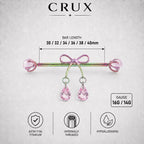 Ribbon Bow Crystal titanium industrial barbell, detail view 6