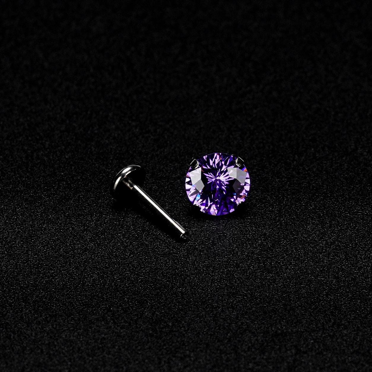Royal Purple Moissanite Flat Back Stud - product image 3