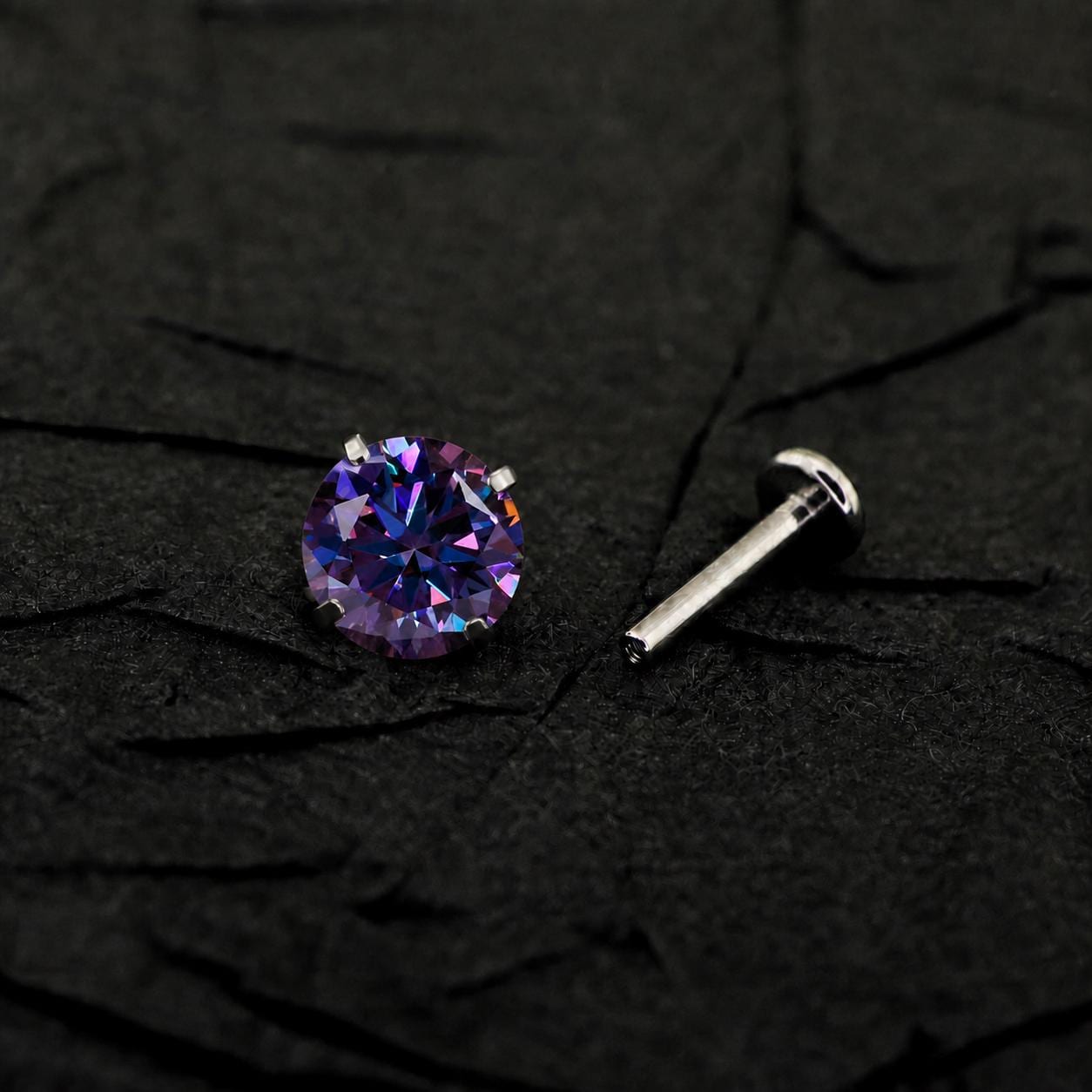 Royal Purple Moissanite Flat Back Stud - product image 4