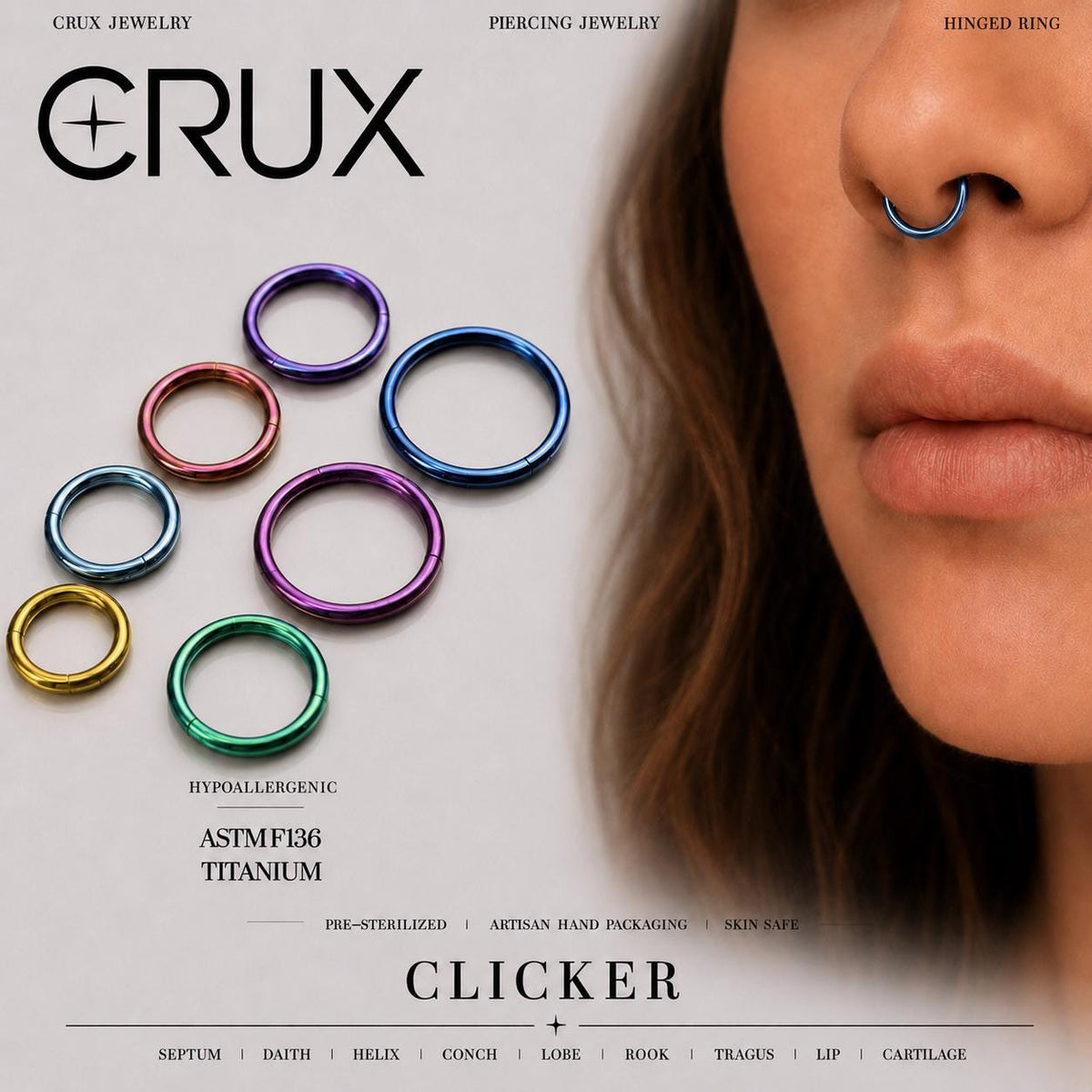 ETSY 4539770693 | IMAGE 1 | Titanium Double Hoop Septum Clicker