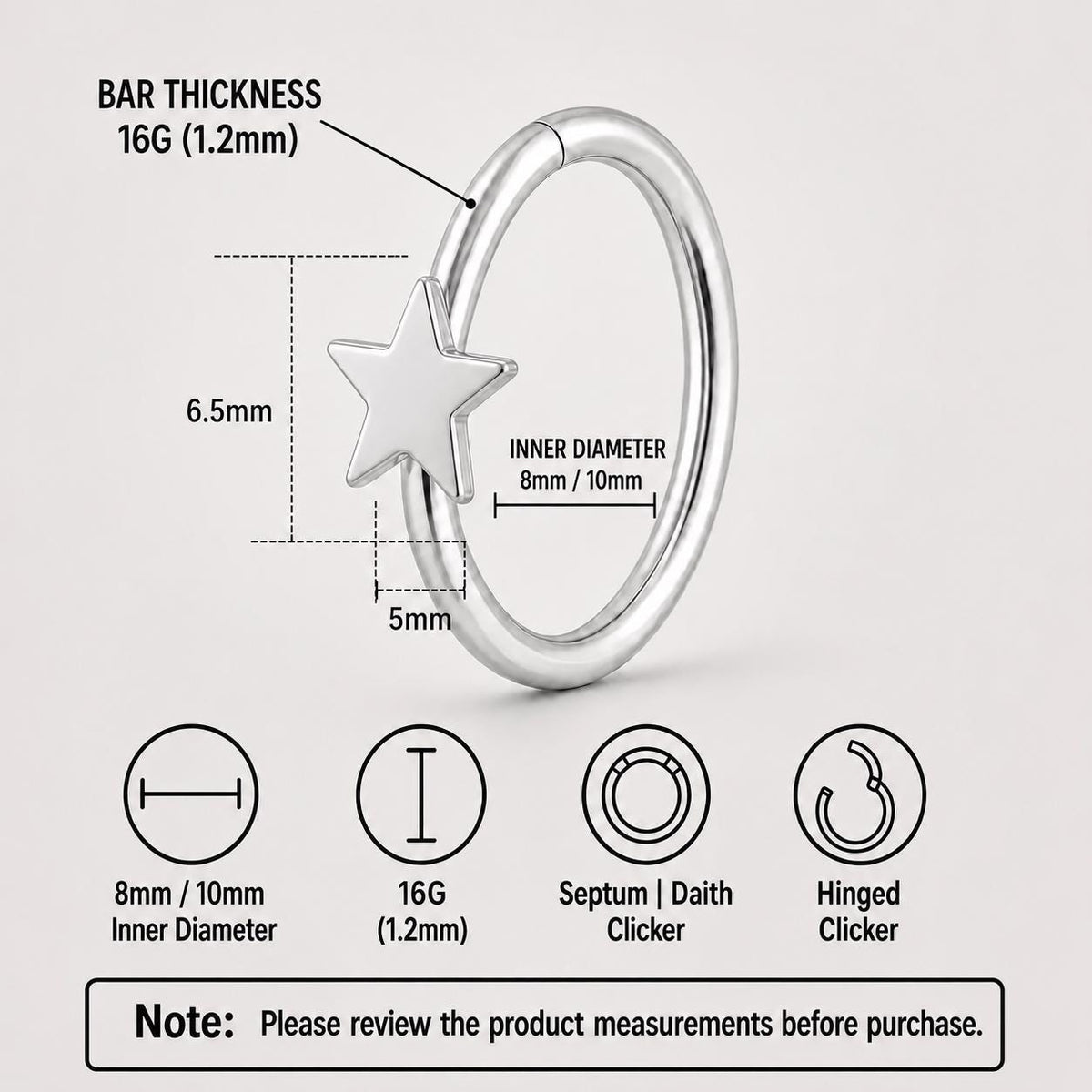 ETSY 4539854484 | IMAGE 10 | Titanium Celestial Motif Septum Clicker