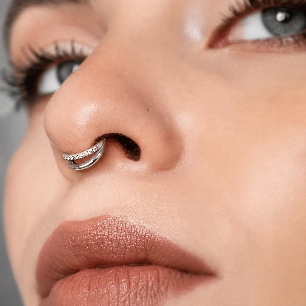 ETSY 4540710263 | IMAGE 2 | Titanium Double Layer CZ Septum Clicker